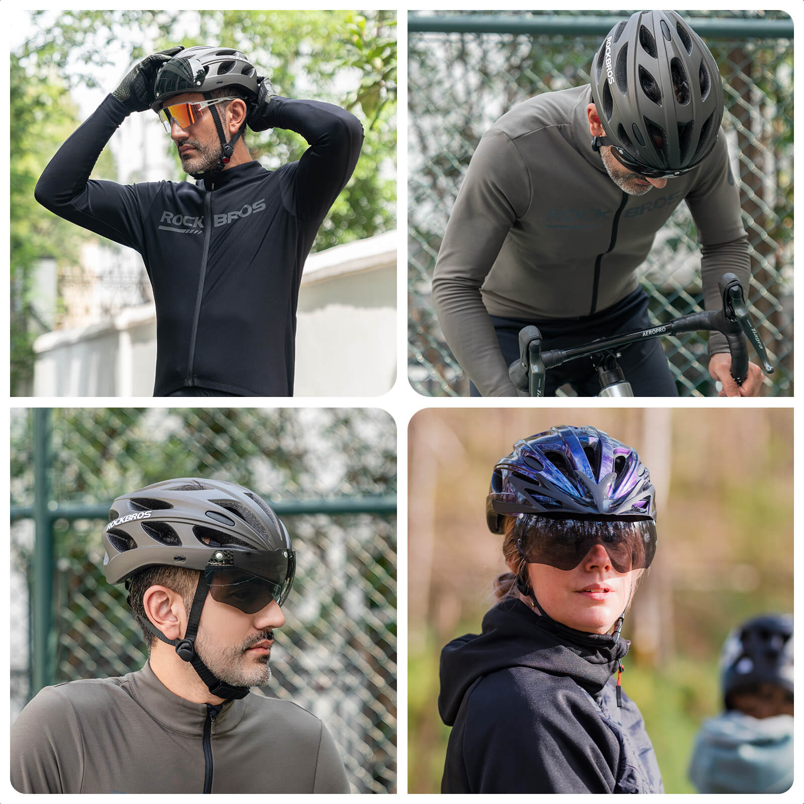 Pottier Bike Helmet with Visor and Protective Goggles