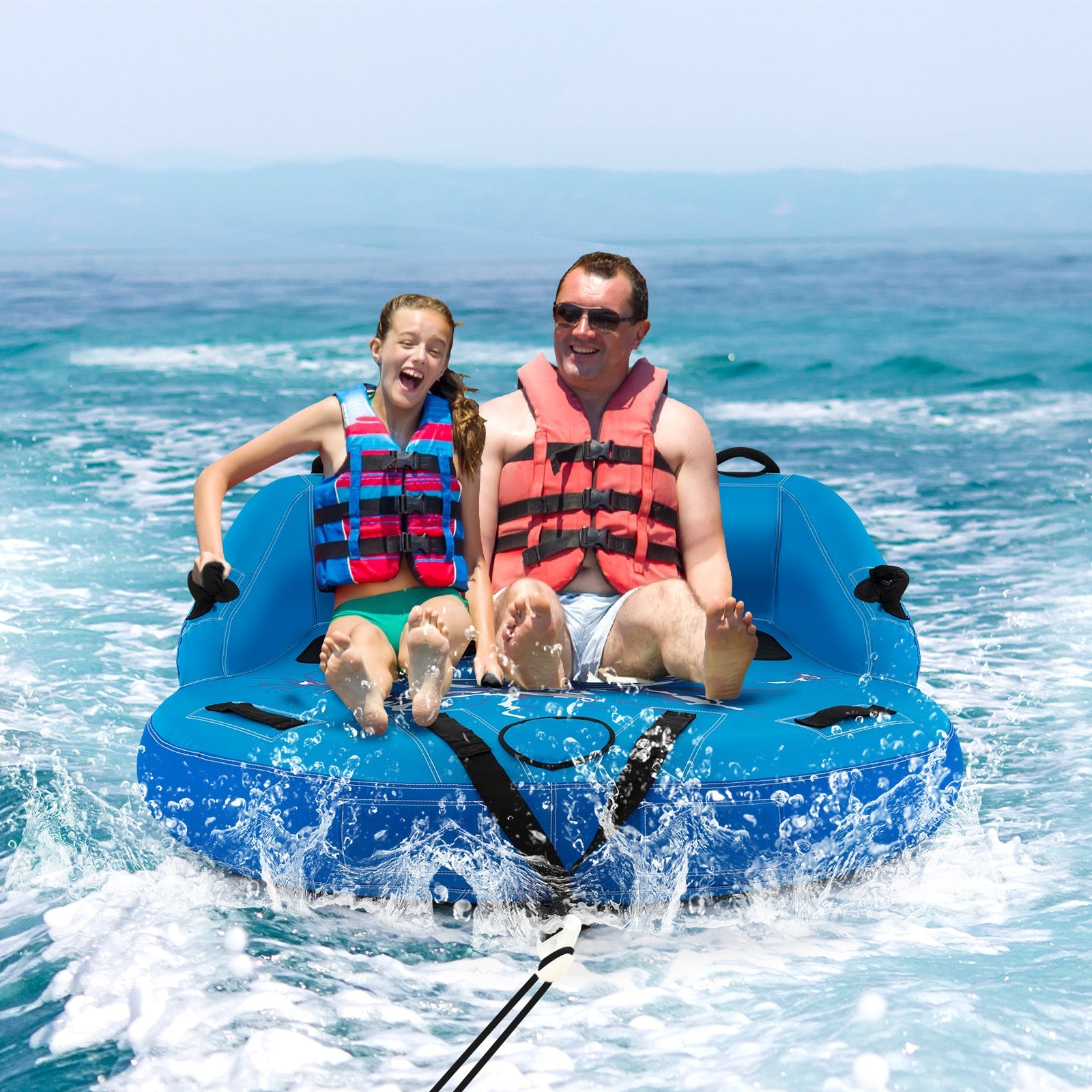 2-Person Inflatable Towable Water Sport Tube for Boating